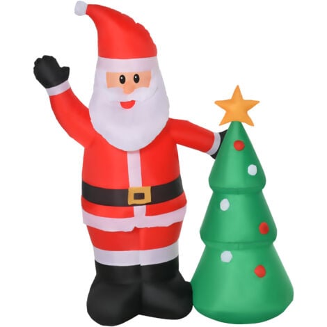 HOMCOM Babbo Natale Gonfiabile con Albero 150cm con Luci LED - Rosso