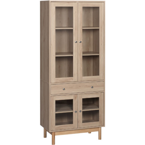 HOMCOM® Badezimmer Spiegelschrank Weiß Natur