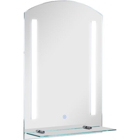 HOMCOM Badspiegel mit Ablage LED Lichtspiegel Badezimmerspiegel Wandspiegel 15W (Modell4) Wasserdicht 50 x 15,5 x 70 cm - Silber