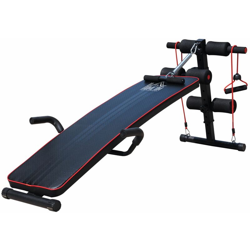 

Banco de Abdominales Altura Ajustable para Fitness Entrenamiento Carga 120kg - Negro, Rojo