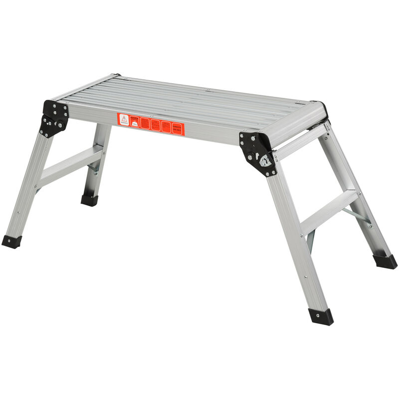 

Banco Plegable Plataforma de Trabajo Escalera de Aluminio 150Kg Escalon Taburete - Plateado