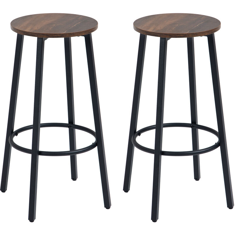 Homcom - Bar Stools Set of 2 Counter Height Bar Stools for Dining Room Kitchen