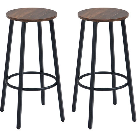 HOMCOM Bar Stools Set of 2 Counter Height Bar Stools for Dining Room Kitchen