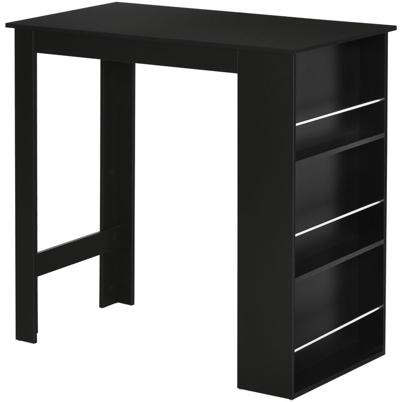 Homcom - Bartisch moderner Esstisch Schreibtisch mit 3 Ablageflächen Schwarz Spanplatte 112 x 57 x106 cm
