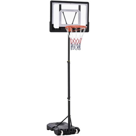 HOMCOM Basketballständer mit Rollen 83x55cm Rückwand, Mobiler Basketballkorb mit Ständer, verstellbare Korbhöhe 156 bis 210 cm, Basketballanlage für Kinder Jugendliche, fürs Außenbereich