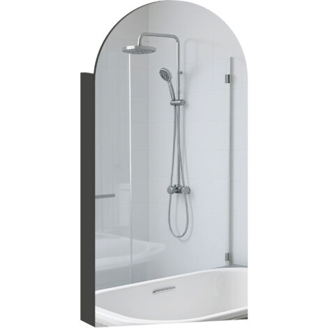 HOMCOM Bathroom Mirror Cabinet with Adjustable Glass Shelves, Black