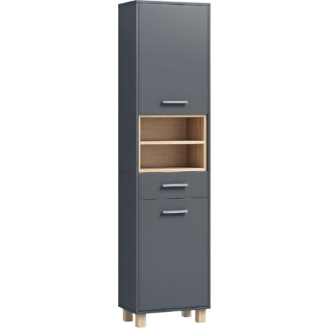 HOMCOM Bathroom Storage Unit with Open Shelves and Drawer