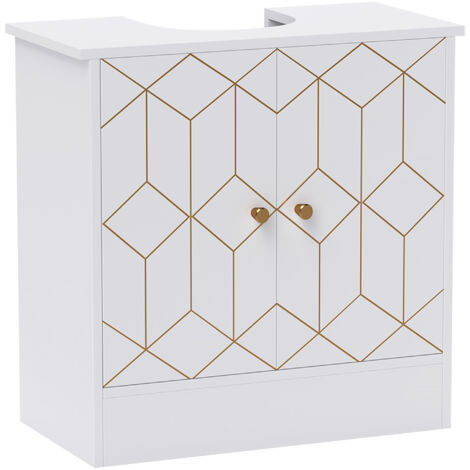 HOMCOM Bathroom Under Sink Cabinet for Basin with or without Pedestal White