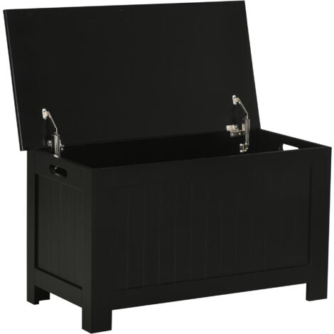 HOMCOM baúl de almacenaje para dormitorio banco de almacenaje con tapa baúl de almacenaje versátil con bisagra de seguridad 81x40x46 cm negro