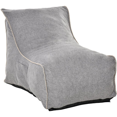 HOMCOM Bean Bag Chair Large Foam Stuffed lounger w/ Washable Cover, Dark Grey