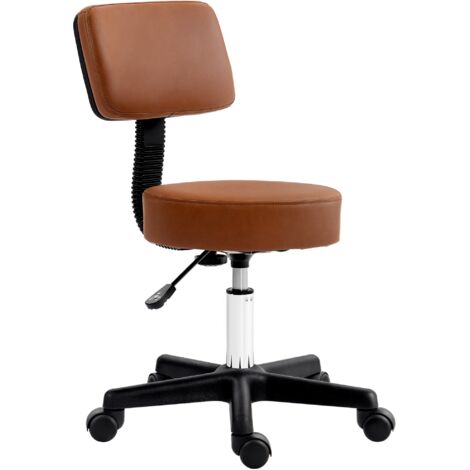 HOMCOM Beautician's Adjustable Swivel Salon Chair Padded Seat Back 5 Wheels Brown