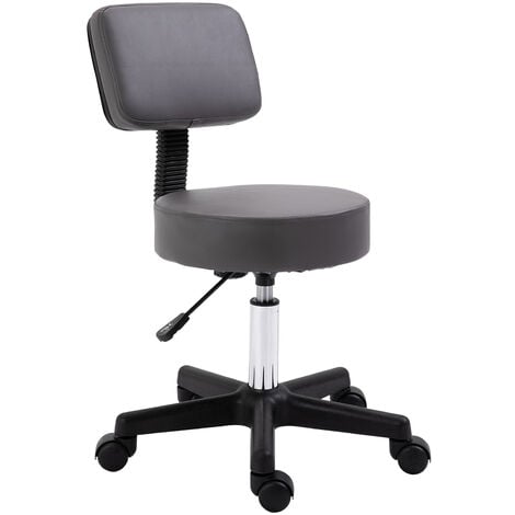 HOMCOM Beautician's Adjustable Swivel Salon Chair Padded Seat Back 5 Wheels Grey