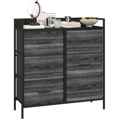 HOMCOM Bedroom Chest of Drawers 6 Drawer Dresser w/ Shelf, Black