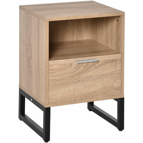 main image of "HOMCOM Bedside Table w/ Drawer Shelf Bedroom End Table Nightstand Furniture"