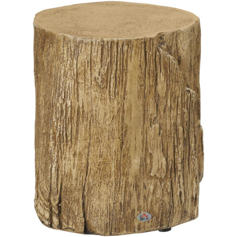 HOMCOM Beistelltisch Baumstumpf-Optik Nivillierfüße 37 cm x 37 cm x 43 cm Beton Braun - Naturholz