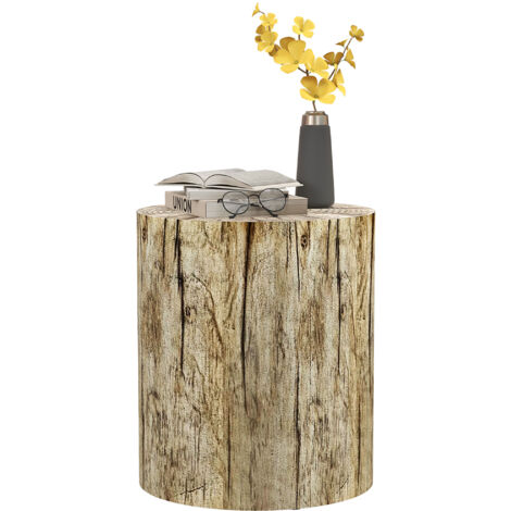 HOMCOM Beistelltisch, Couchtisch im Baumstumpf-Design, Rund Nachttisch, Kaffeetisch für Wohnzimmer, Garten, Natur, Ø37 x 43 cm