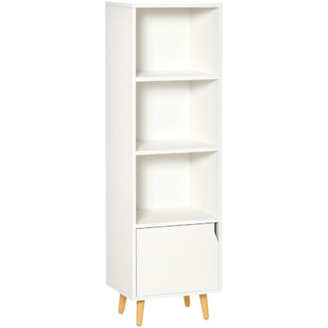 HOMCOM Bibliothèque étagère Rangement Colonne pour Salon, Salle de Bain Blanc dim. 40L x 30l x 130H cm