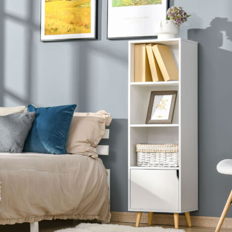 HOMCOM Bibliothèque étagère Rangement Colonne pour Salon. Salle de Bain Blanc en Bois dim. 40L x 30l x 130H cm