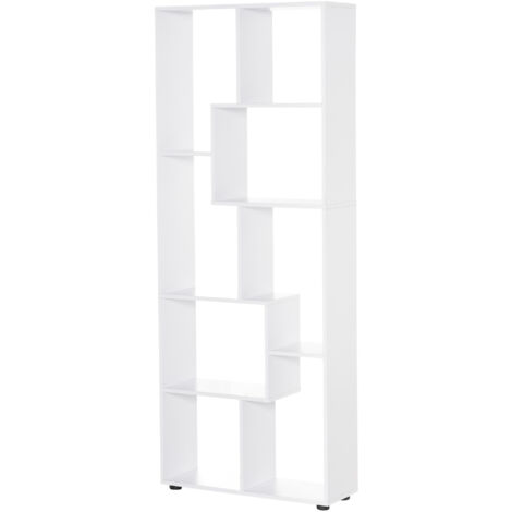 Homcom – Bibliothèque étagère zig zag blanche 70L x 24l x 178H cm – Panneaux de particules E1 – Charge max 80 kg – Montage facile