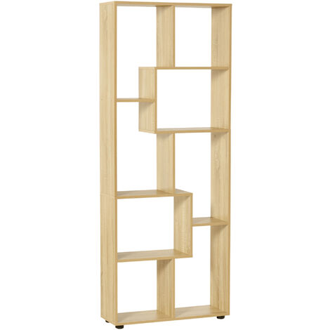 Homcom – Bibliothèque étagère zigzag 70L x 24l x 178H cm – 8 espaces de rangement en panneaux de particules E1 – Charge max. 80 Kg