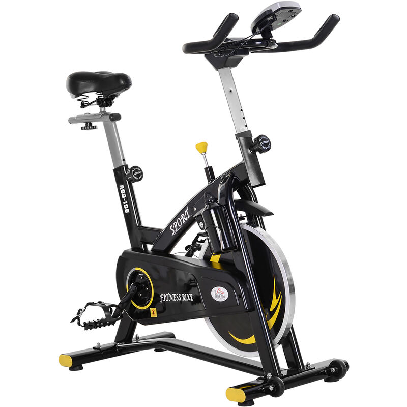 

Bicicleta Estática Profesional Pantalla LCD Asiento y Resistencia Regulables - negro y amarillo