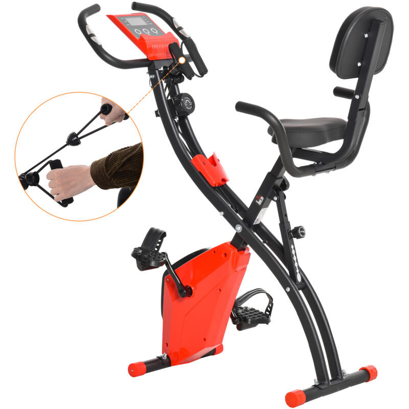 

Bicicleta Estática Plegable con Altura y Resistencia Magnética Ajustables con Pantalla LCD y Asiento con Respaldo 97x51x115 cm Rojo - Rojo