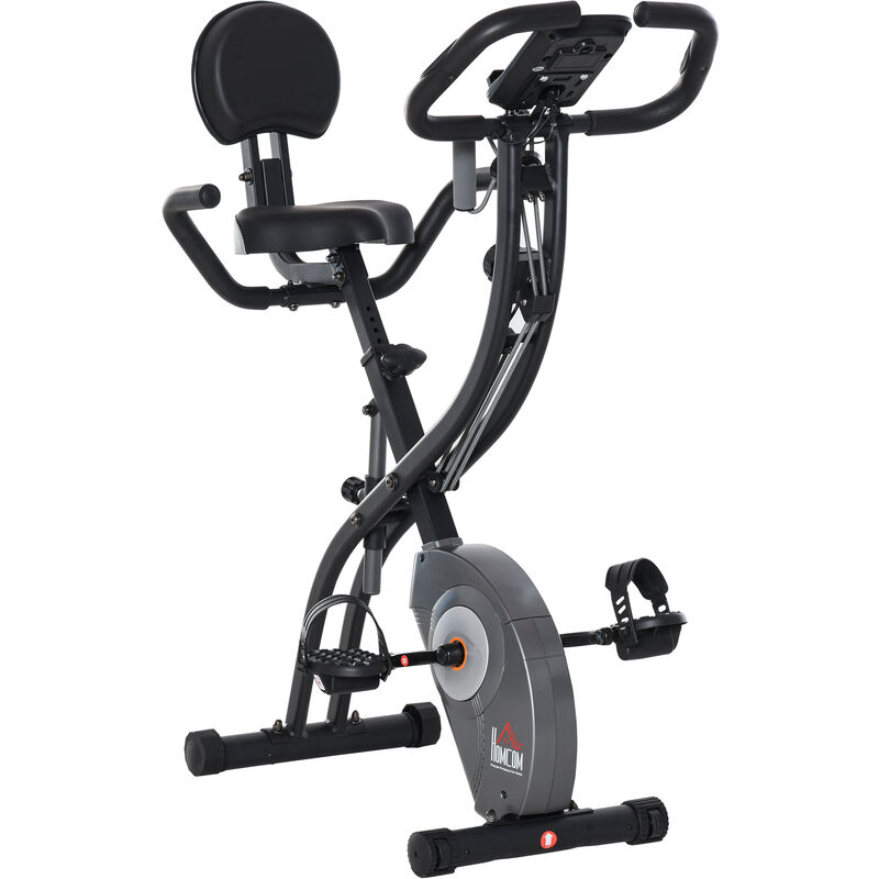 

Bicicleta Estática Plegable con Sensor de Pulso Pantalla LCD Resistencia Ajustable de 8 Niveles Sillín Regulable 107x53x107cm - Negro