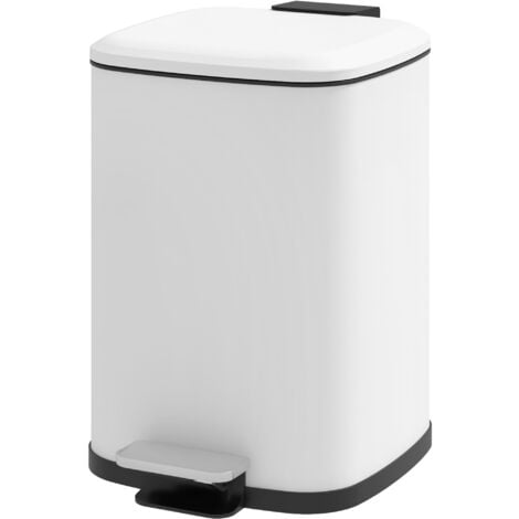 HOMCOM Bidone Immondizia da 12L in Metallo e PP 24.5x32x34.5 cm Bianco