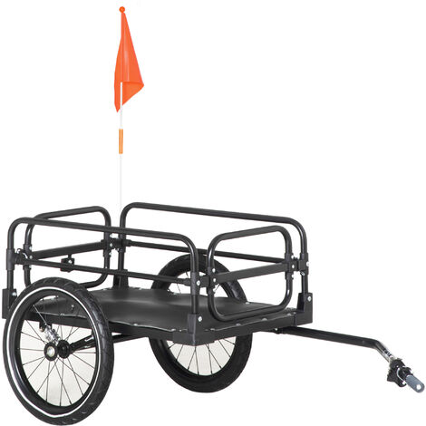 HOMCOM Bike Trailer Wagon Bicycle Cargo Trailer w/ Suspension, 2 Wheels, Black
