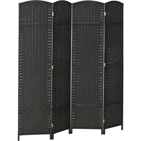 HOMCOM biombo de 4 paneles separador de ambientes plegable 160x170 cm biombo separador de ambientes para salón dormitorio oficina negro