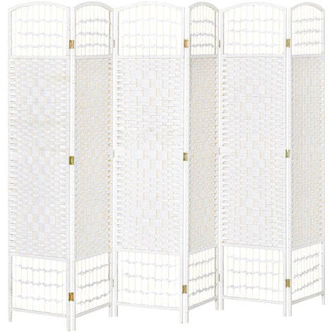 HOMCOM biombo de 6 paneles separador de ambientes plegable 242x170cm divisor de habitación de fibra de papel decoración elegante para dormitorio salón