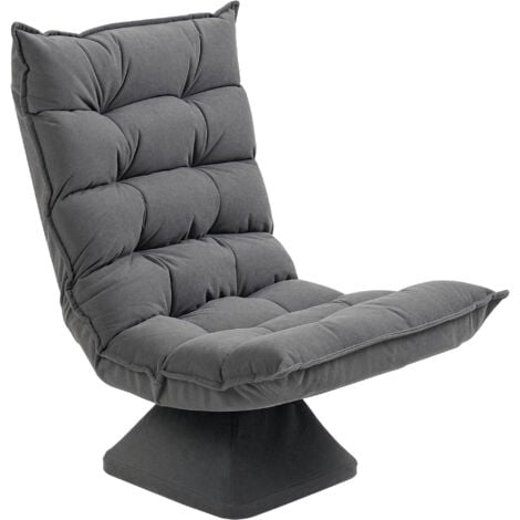 HOMCOM Bodenstuhl Bodensofa mit verstellbarer Rückenlehne, drehbarer Meditationsstuhl mit Sockel, gepolstert Relaxsessel, Lazy Sofa für Wohnzimmer, Büro, Grau