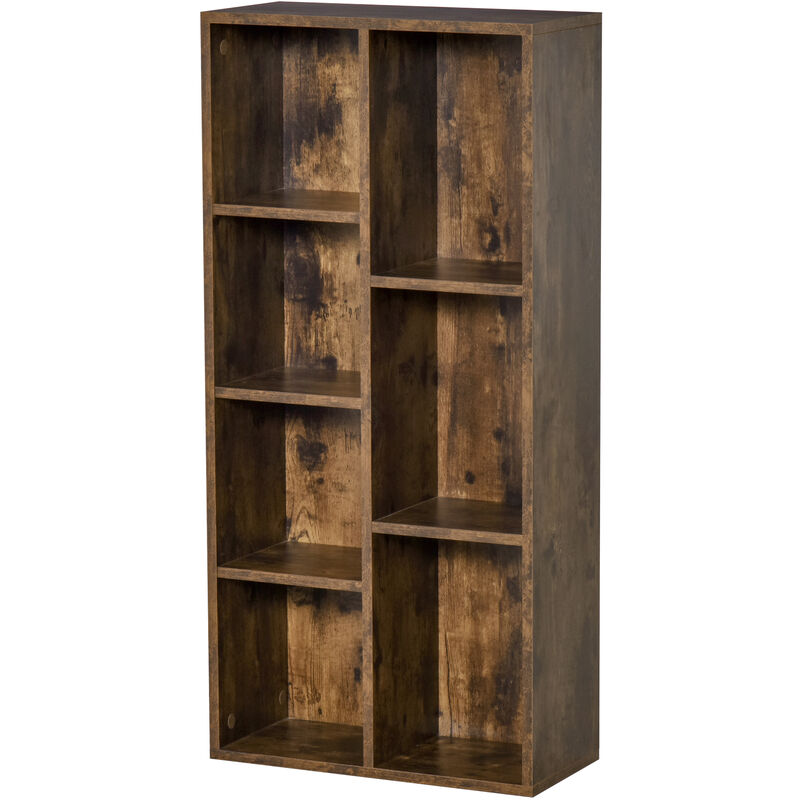 Bookcase Industrial Bookshelf Free Standing Display Cabinet Cube Storage Unit for Home Office Living Room Study Rustic Brown - Homcom