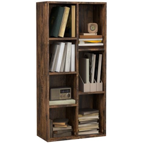 HOMCOM Bookcase Modern Bookshelf Cabinet for Home Office Rustic Brown