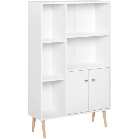main image of "HOMCOM Bookcase Storage Cabinet Unit Free Standing w/ Two Doors Display White"