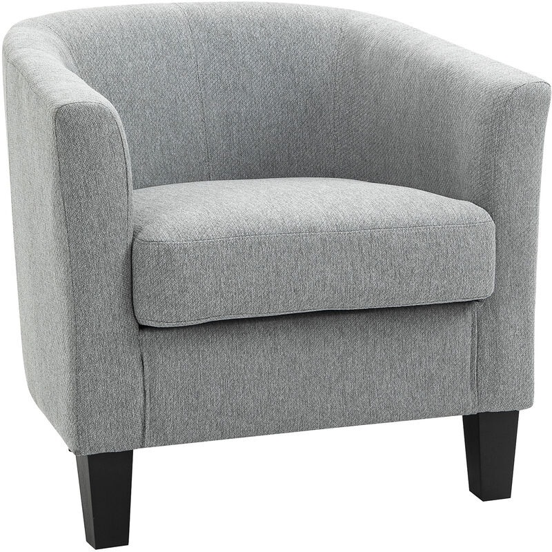 

Butaca de Salón Tapizada en Lino Sintético Sillón Relax Moderno con Reposabrazos Respaldo Acolchados y Cojín Grueso para Dormitorio 75x72x74 cm - Gris