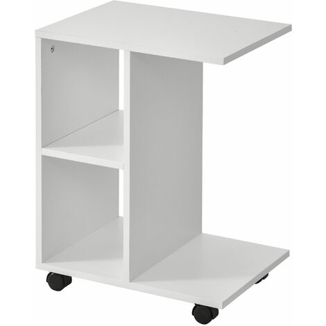 HOMCOM® C-Form Beistelltisch Kaffeetisch Couchtisch Standtisch Weiß 45x35x58cm