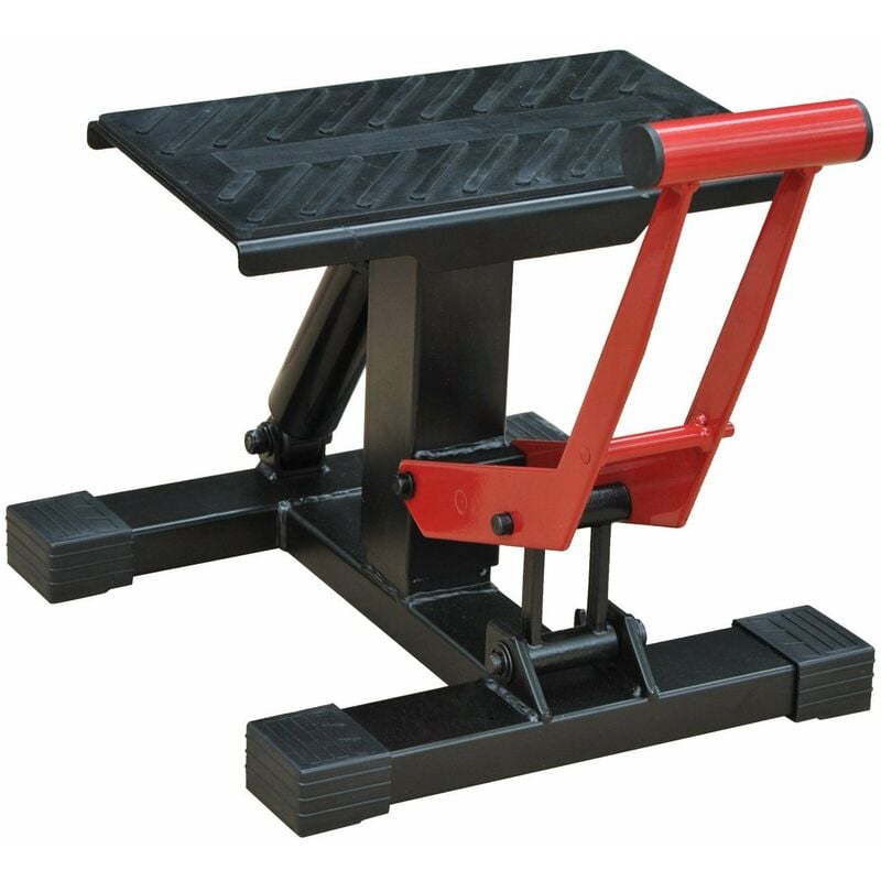 

Caballete Elevador Taller Moto Universal Ajustable Soporte Moto Cross Acero - Rojo y negro