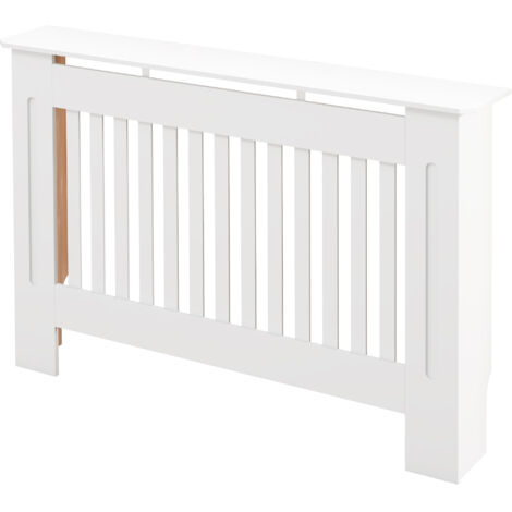 HOMCOM Cache-radiateur panneau design 112x19x81 cm MDF blanc