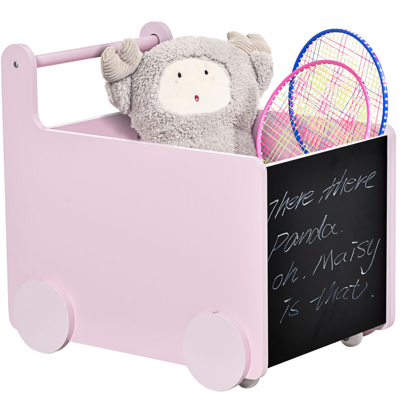 

Caja de Almacenamiento de Juguetes Infantil con Ruedas Asa y 2 Pizarras para Habitación de Niños Guardería Sala de Juegos 47x35x45,5 cm Rosa - Rosa