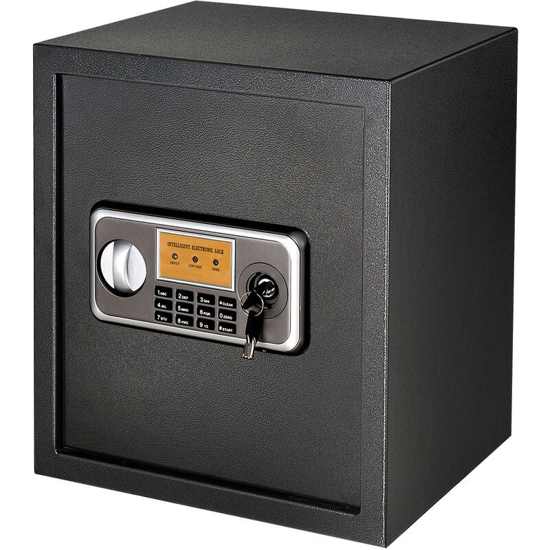 

Homcom - Caja Fuerte 32L Caja de Seguridad Portátil con Cerradura Electrónica y Llaves de Emergencia 2 Códigos Acero 35x30x39,3 cm Negro - Black