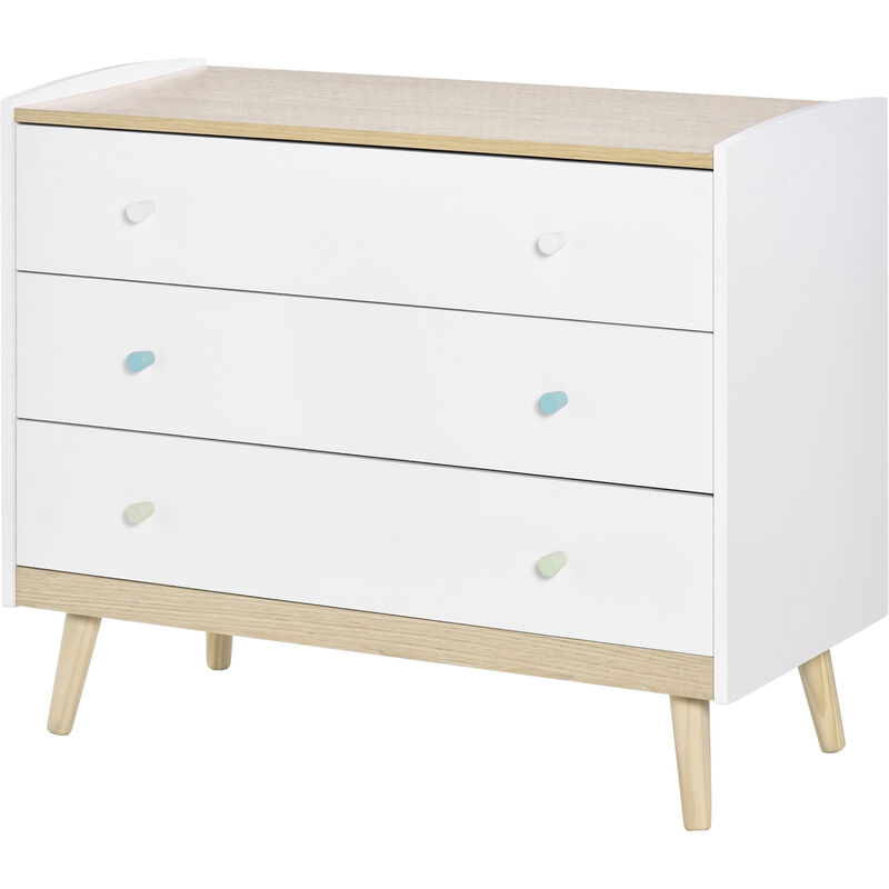 

Cajonera Infantil de 3 Cajones con Patas de Madera Almacenaje de Juguetes Ropa Libros para Habitación de Niños Dormitorio 90x40x75,2 cm Blanco