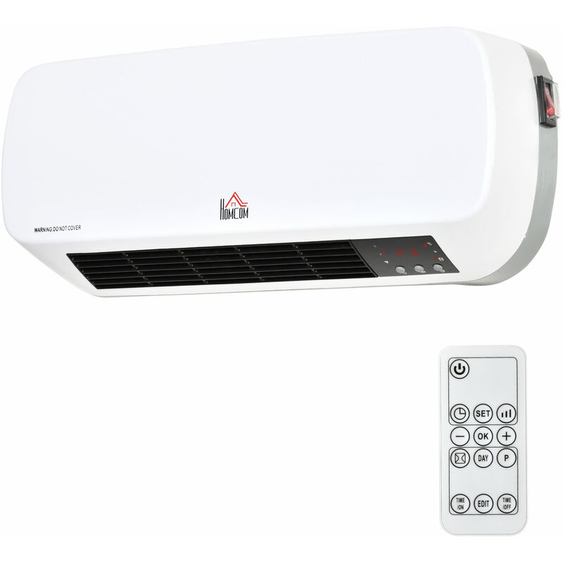

Calefactor Baño de Pared 1000W/2000W con Mando a Distancia 3 Modos de Viento Temporizador de 12H Termostato y Sistema Antivuelco 45x18,6x11,5 cm