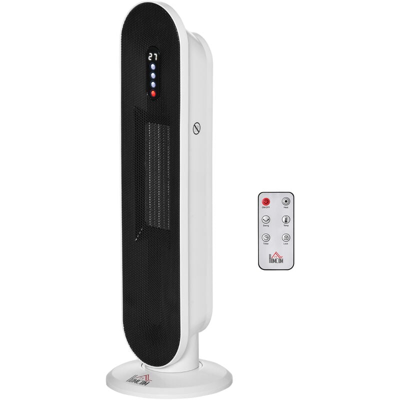 

Calefactor Cerámico de Torre 1200W/2000W con Mando a Distancia Termostato Temporizador de 24H y Sistema Antivuelco para Sala de 20 m² 21x21x63,5 cm