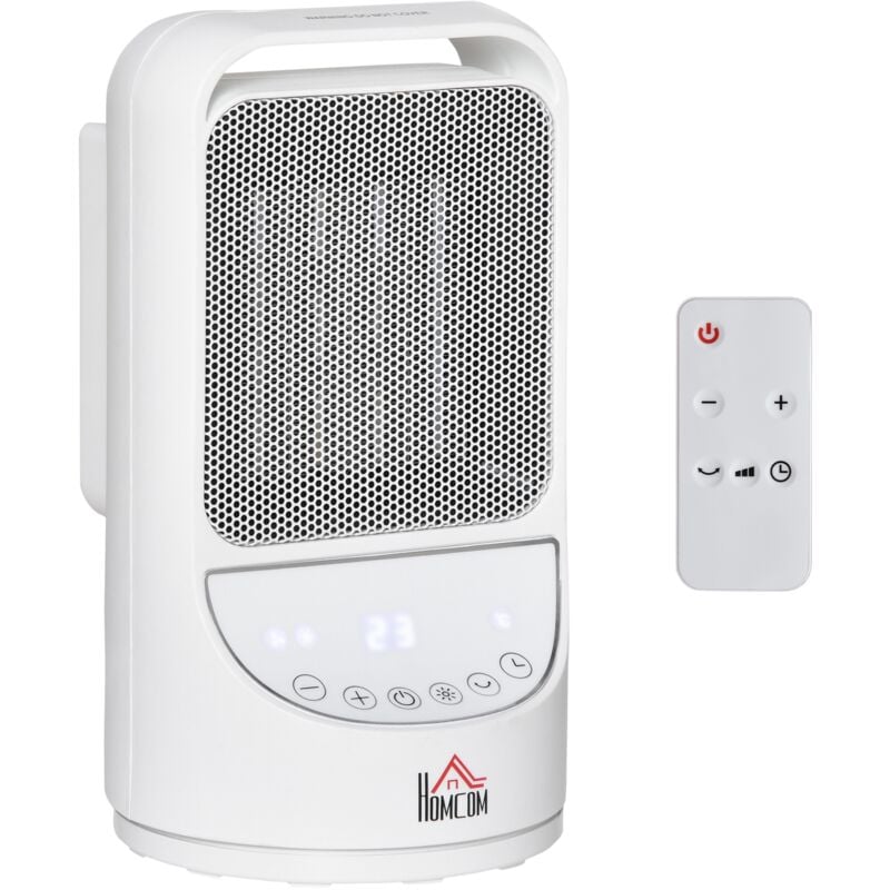 

Calefactor Cerámico Portátil 750W/1500W con Mando a Distancia Temporizador de 12H 3 Modos de Viento y 45° Oscilación Silencioso Ø15x28 cm - Blanco