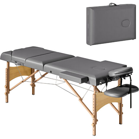 HOMCOM camilla masaje plegable portátil de madera de 3 zonas altura respaldo reposacabezas soporte para piernas ajustables brazos 215x60x64-89 cm