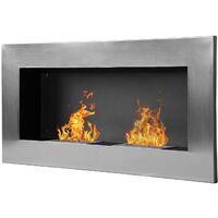 HomCom Camino a Bioetanolo in Acciaio Inox con 2 Bruciatori 1.5LT, 110x54x14cm