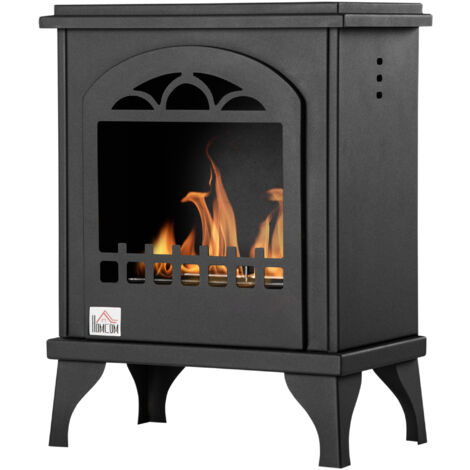 HOMCOM Camino a Bioetanolo in Metallo Serbatoio 0.9L Copertura 25m² Nero