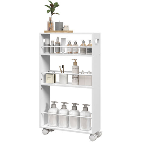 HOMCOM Carrellino Cucina e Bagno Salvaspazio 3 Livelli e Barre Laterali Bianco