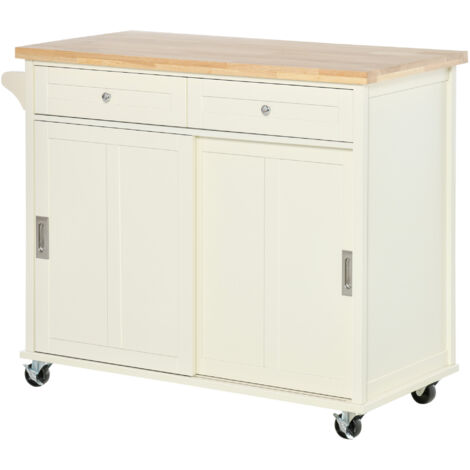 HOMCOM Carrello da Cucina a 4 Ruote in Legno e MDF per Utensili e Asciugamani